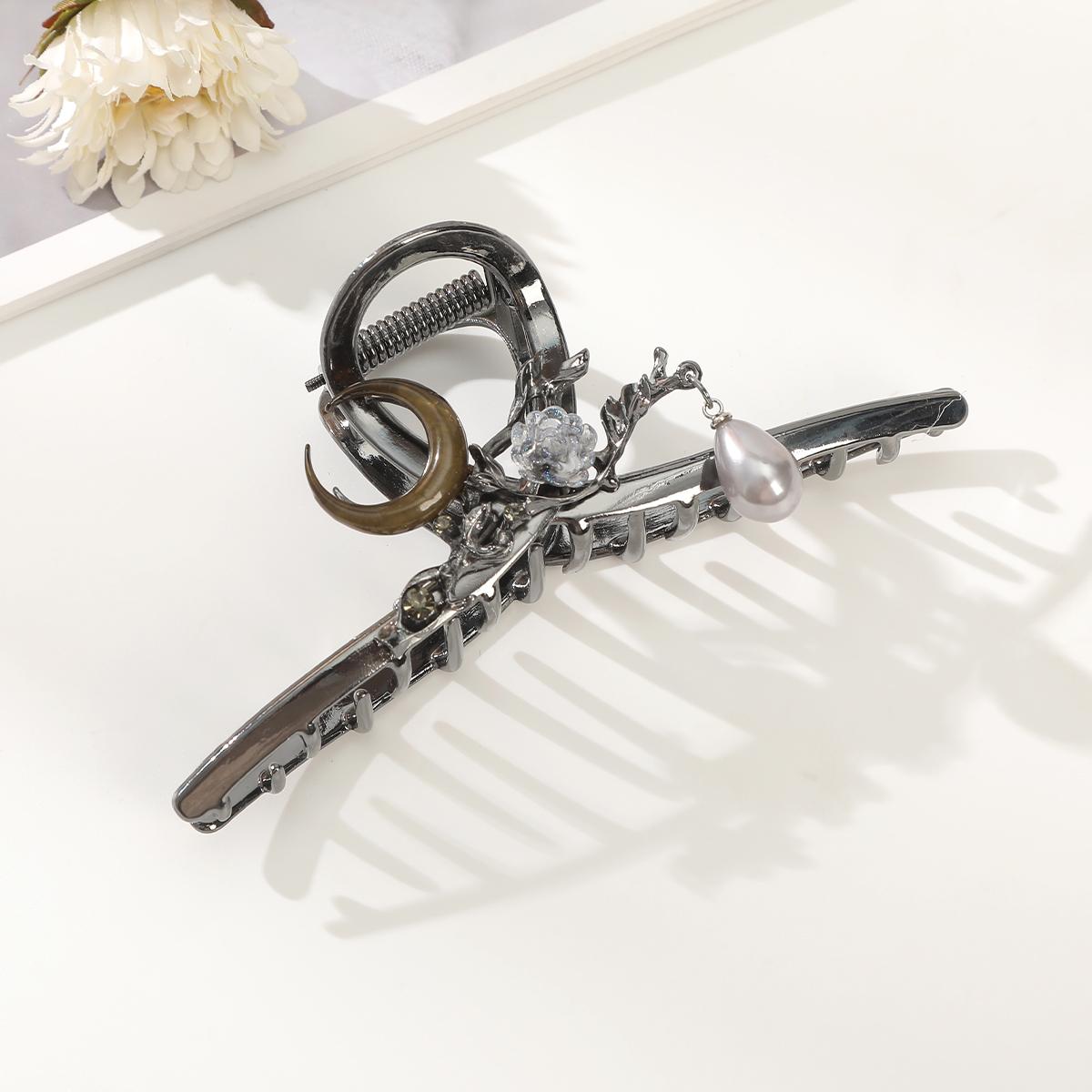 

AWAYTR Черные заколки для волос «Новая Луна» из сплава, краб для хвостика, для женщин, для девочек, подарок, аксессуары для волос, головной убор ко Дню святого Валентина