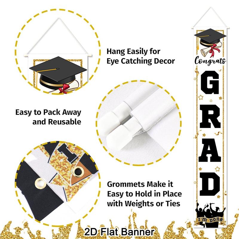 1pair Class of 2026 Graduation Banners Graduate Party Decorations Couplets Porch Signs Indoor Outdoor Banners Party Supplies