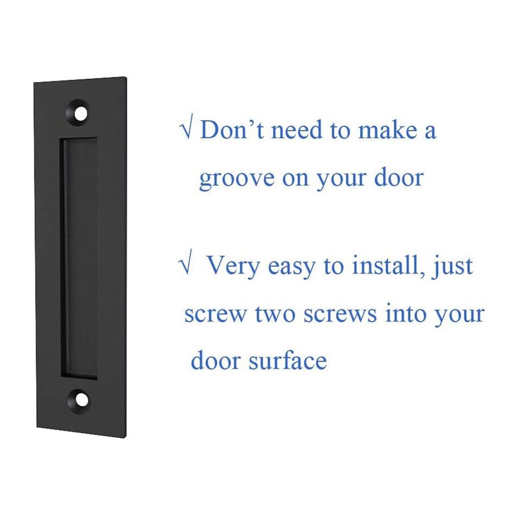 8-3/5\'\'Flat Black Flush Sliding Barn Door Finger Pull Handle Hardware
