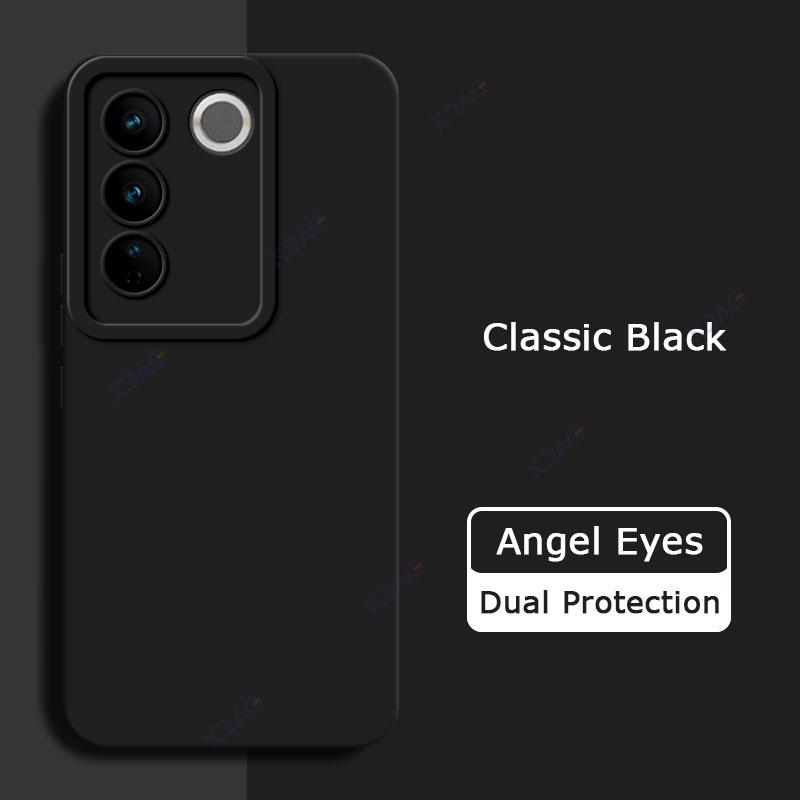 Quadratische Angel Eyes-Hüllen aus flüssigem Silikon für VIVO V27 Pro VIVOV27 V27Pro V 27 5G, weiche 360-Grad-Schutzhülle für Jungen und Mädchen