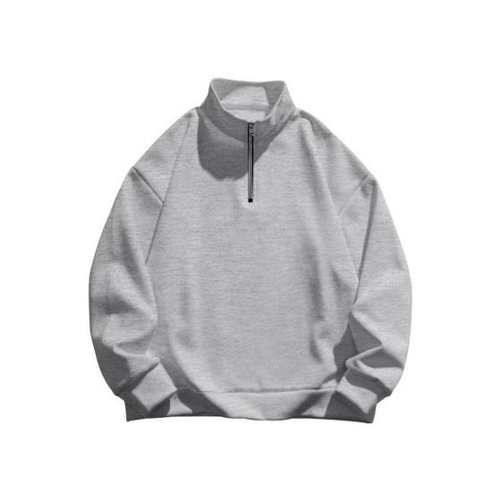 

Мужской свитшот на молнии до середины груди, с воротником-стойкой, на флисовой подкладке, пуловер однотонный, свободный, повседневный, теплый, для зимних видов спорта, уличной одежды, вечеринок M серый