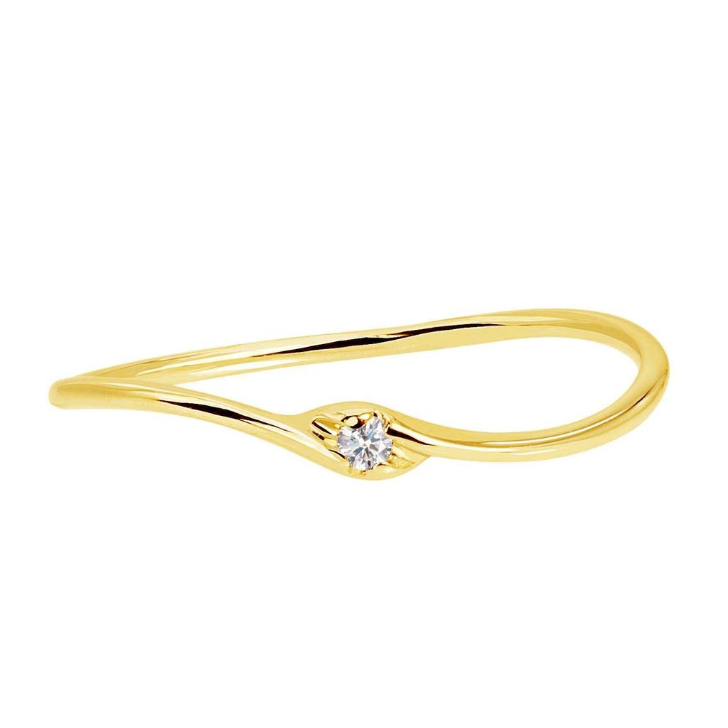 Ring Ring Diamond Wave Type K18 Gold 5 [Lara Christie] Women's 0.02ct No. Lr71-0006-yg-w-05