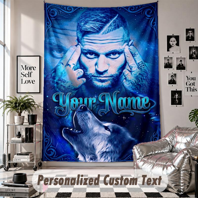 Wall Hanging Tapestry With Custom Name & Text, Kontra K Decorative Tapestry For Bedroom