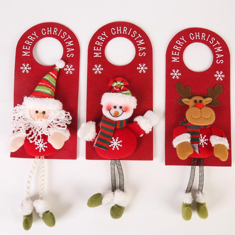 Christmas Decorations Wooden Door Handle Pendant Santa Claus Snowman Festival Cute Decorations Goodly Home Party Supplies 2025