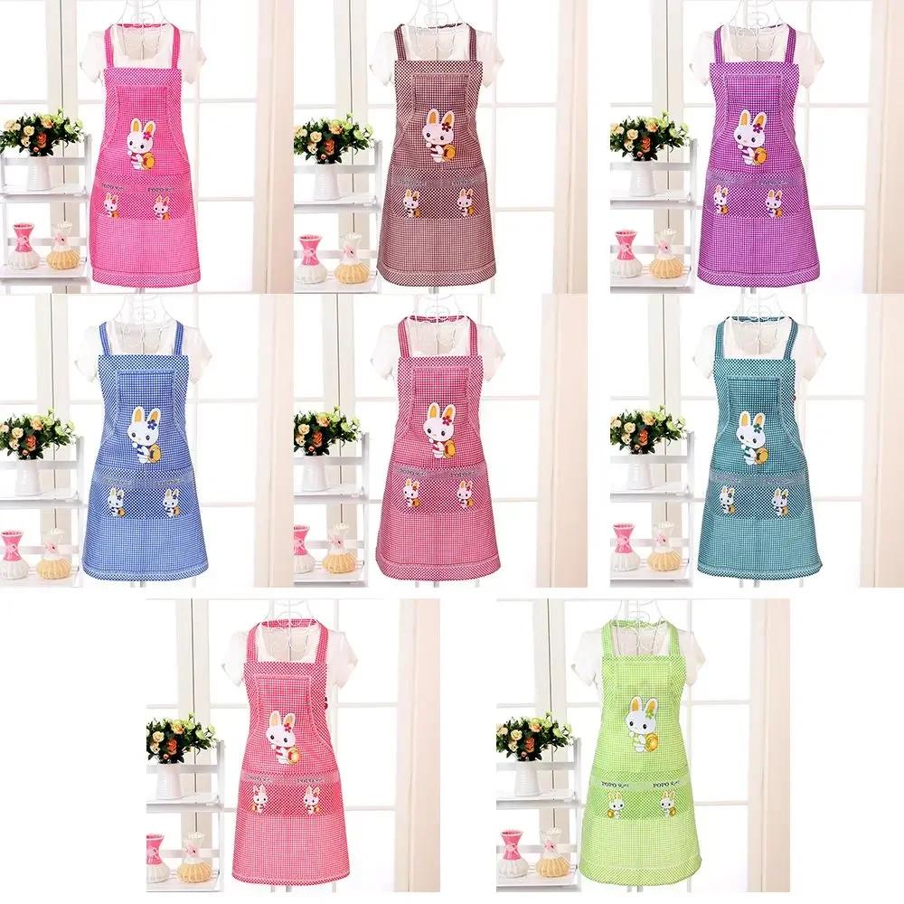 Cartoon Kitchen Cooking Apron Rabbit Sleeveless Double Pocket Household Cleaning Aprons for Adults Women Lady Cloth Protect