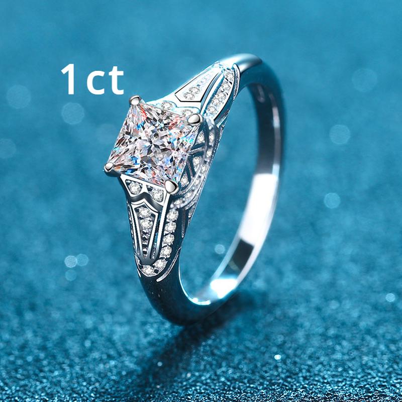 

Женское обручальное кольцо из 100% муассанита огранки принцессы, тест пройден, 2 карата 1 карата, полный бриллиант S925, серебряный квадратный браслет 9