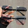High-End Frameless Women's Sunglasses: Sun Protection, Anti-UV, Slimming Design