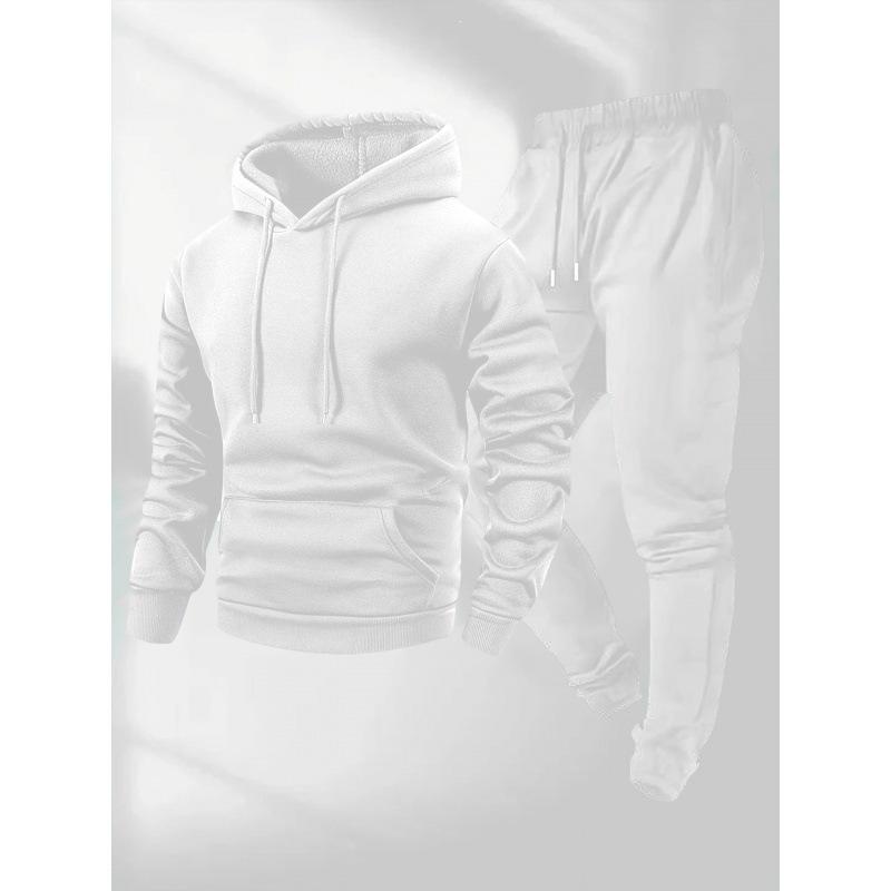 Hot-selling autumn and winter men's solid color hoodie sweater set casual leggings men's printable logo