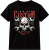 Motorcycle Skull T Shirt Custom Biker Mechanic Wrench Garage Graphic Tee Unisex T-Shirt