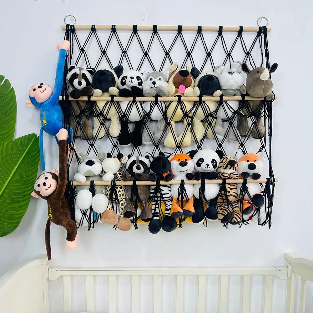 Stuffed Animal Storage Hammock Stuffed Animal Net With Hanging Hooks Hanging Toy Organizer For Children's Room Nursery