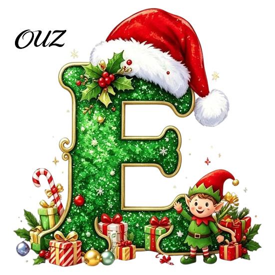 Durable Hanging Letter Decoration 26 Alphabet Christmas Ornament, Personalized Letters Acrylic Tree with Santa Hat Pendant And Elf Boy for Xmas Mantel