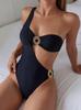 Europese Stijl Hoge Taille Cut-Out Bandeau Eendelig Bikini Zwempak voor Dames