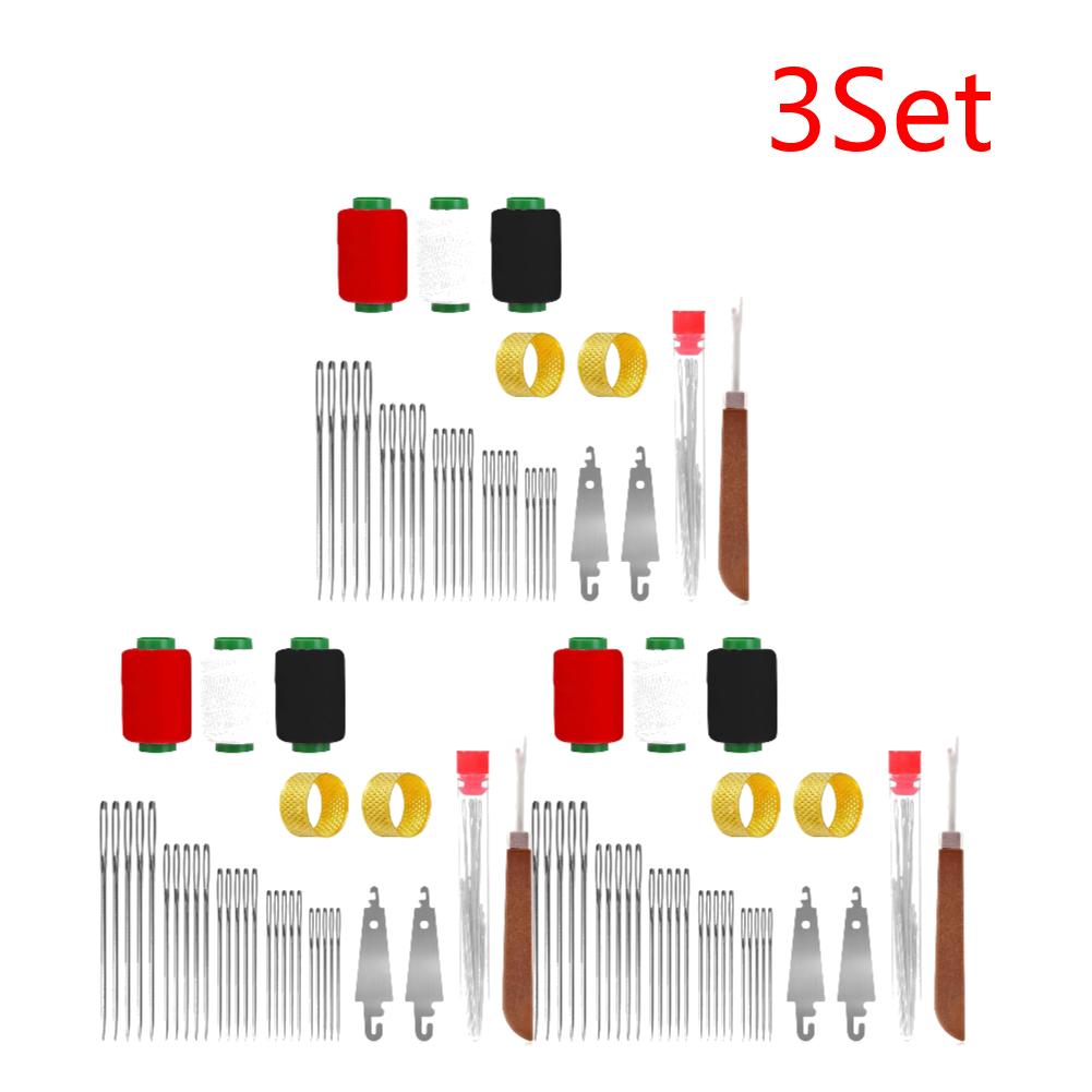 34PCS Big Eye Steel Sewing Needles Kit 5 Size Needles Stainless Steel Yarn Knitting Needle for Stitching and Crafting Project