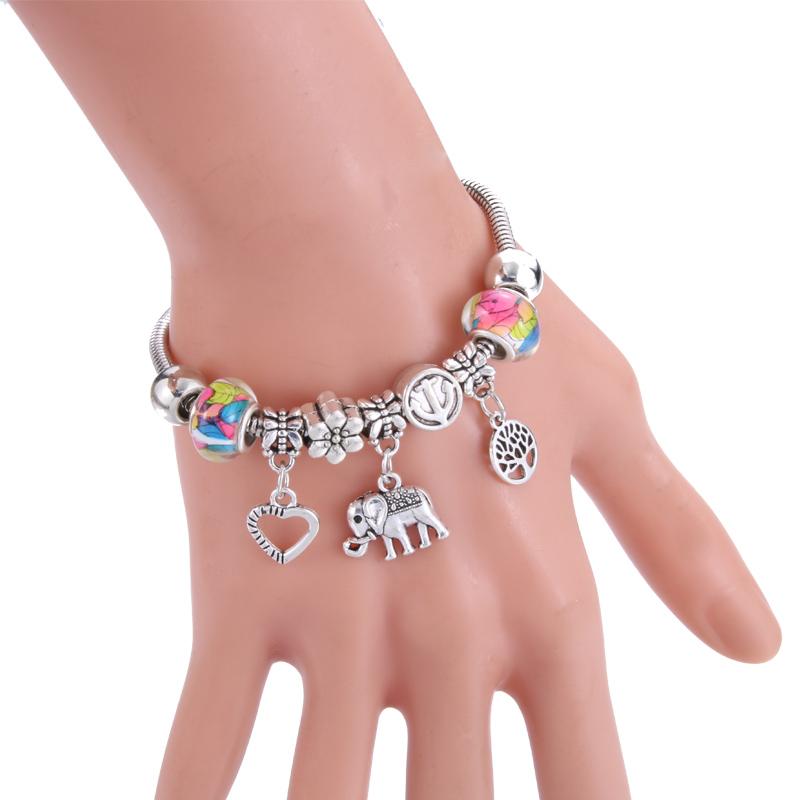 Fashion Glamour Bangle Jewelry 6 Colors Metal Lobster Buckle Snake Chain Beaded Bangles For Women Summer Bracelet Romantic Gift