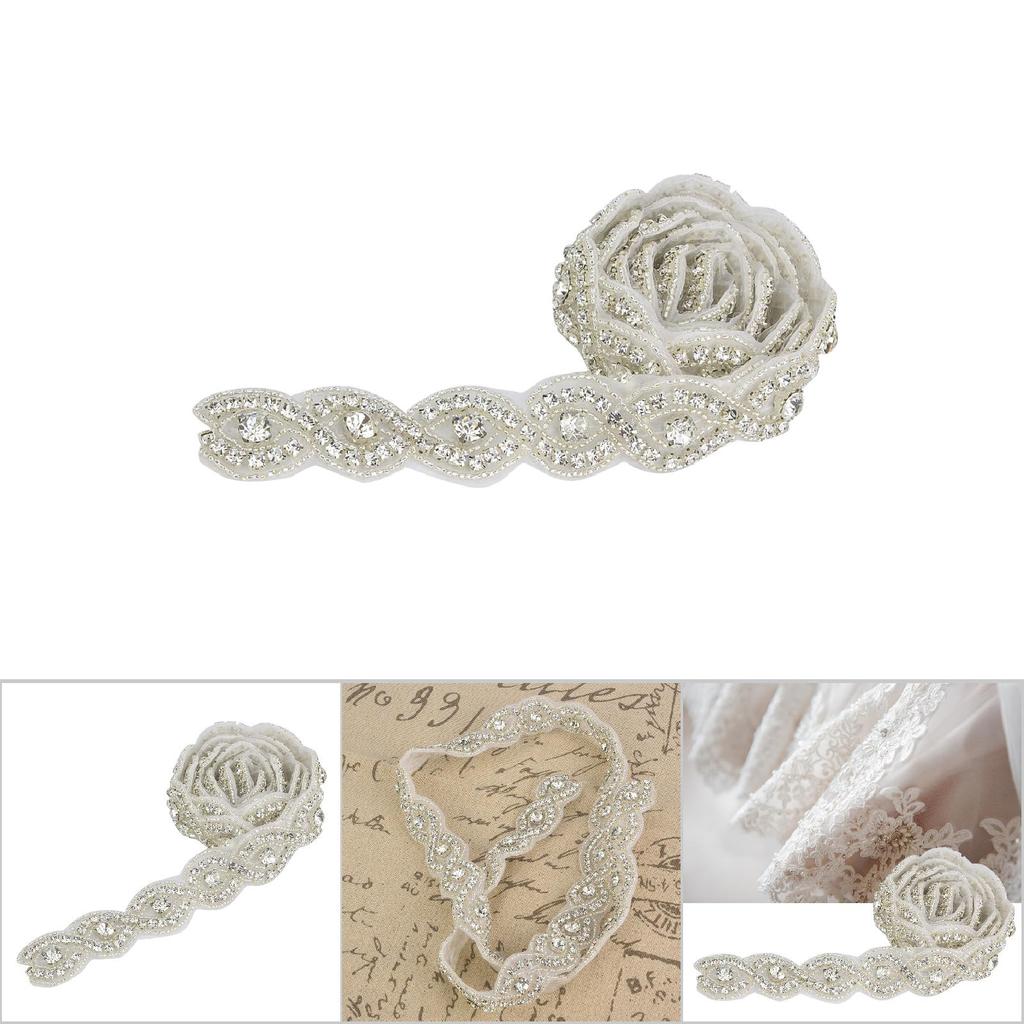 1Yard S 8 Shape Bridal Crystal Trim Rhinestone Chain Clothing Wedding Handwork DIY Decoration(4