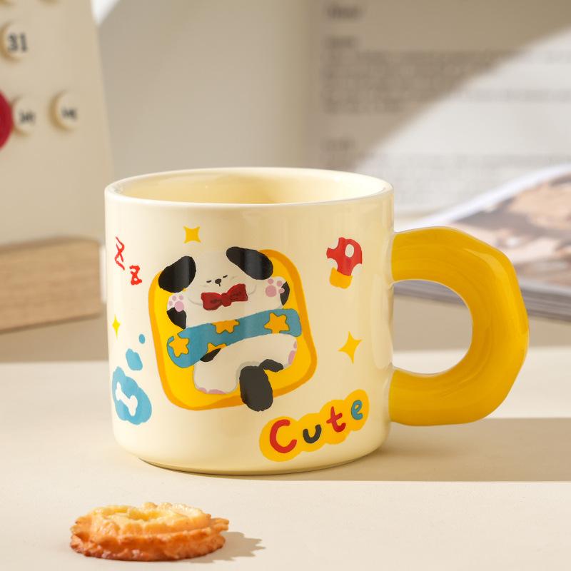 

Высококачественная мультяшная керамическая чашка с крышкой для дома в стиле инс, парная чашка для воды, креативная подарочная коробка ручной работы, кружка 450ml