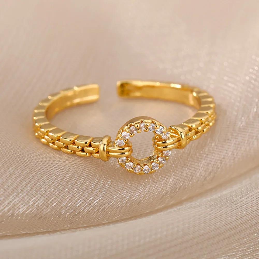 Stainless Steel Rings for Women Aesthetic Heart Gold Color Wedding Ring Vintage Waterproof Wedding Jewelry Prom Accessories Gift