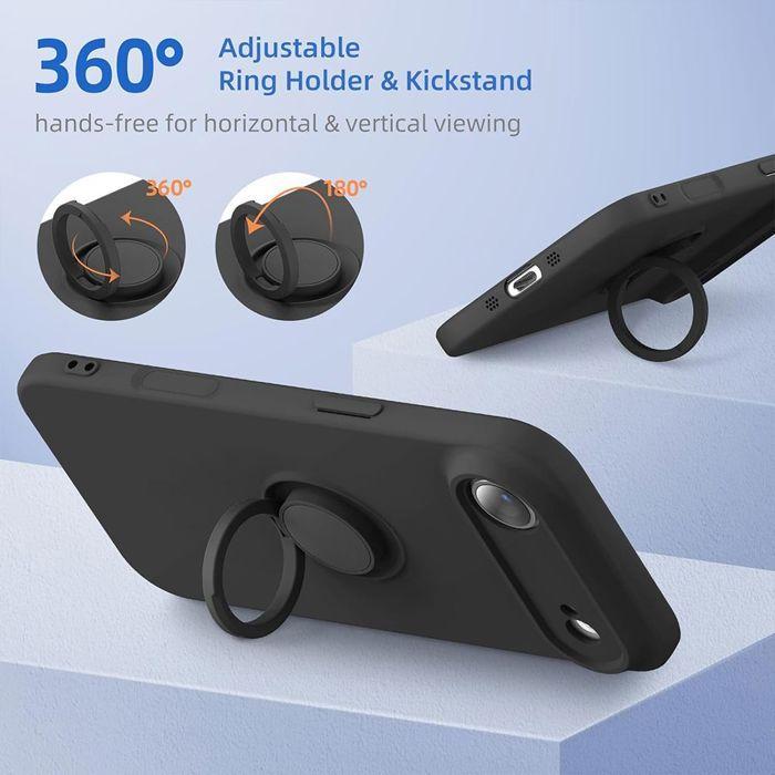 Coque pour iPhone Air, Protection Silicone Liquide Anti-Rayures avec Anneau - Noir