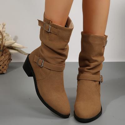 Duży Rozmiar 43 Damskie Botki Europejska i Amerykańska Moda Klamra Plisowane Krótkie Botki Jesień i Zima Nowe Płaskie Botki Damskie Buty