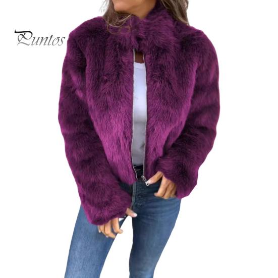 

Зимняя женская куртка из искусственного меха лисы с высоким воротником, уютная куртка на молнии, однотонная, для холодной погоды, знаменитая верхняя одежда для отдыха на открытом воздухе 2XL