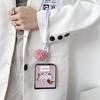 Cartoon PU Leather Phone Case for Samsung Galaxy Z Flip 6 5 4 3 Flip6 Flip5 Flip4 Flip3 5G Wrist Strap Hinge Protective Cover