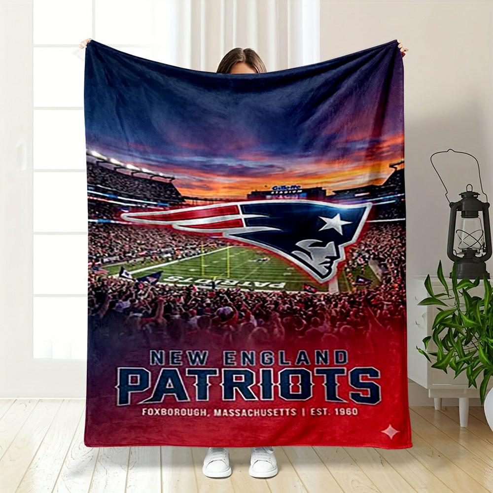 New England Patriots Logo Design Blanket Flannel Blanket for Bedroom, Living Room, Sofa, and Nap Sofas.