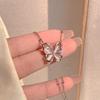 IF ME Simple Butterfly Silver Necklace for Women Chain Pink Crystal Choker Accessories Jewelry
