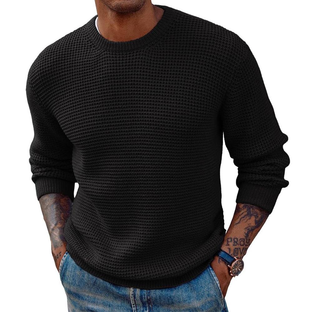 Men Round Neck Pullovers Long Sleeve Jumpers Knitted Sweater Casual Basics Sweaters Male Spliced Streetwear Autumn 2026