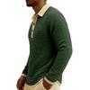 Men's Quilted Knit Color,blocked Pullover Button,down Top