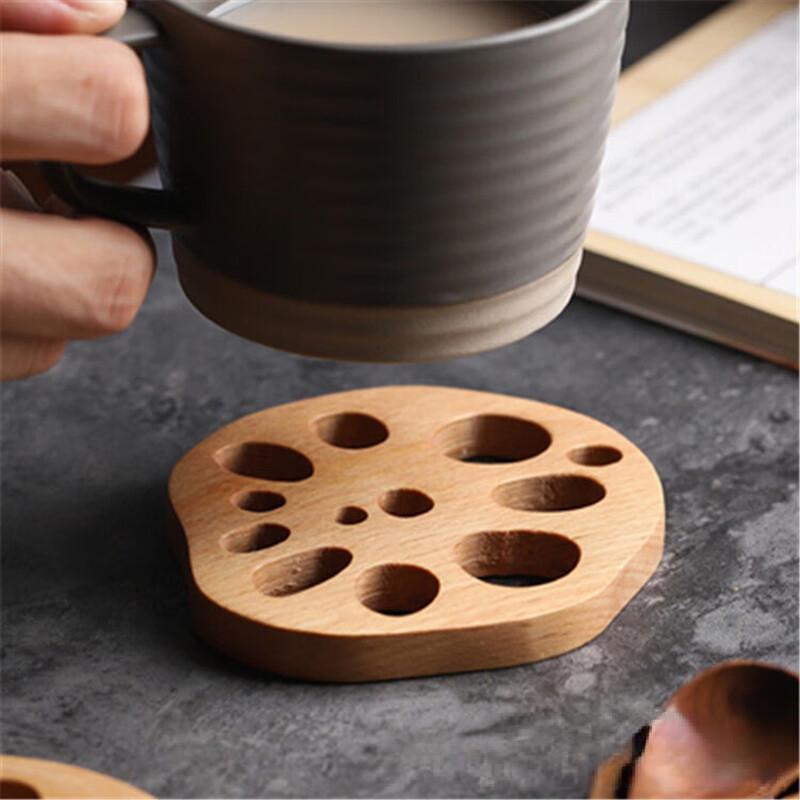 ZISIZ Beechwood Lotus Root Coaster Set