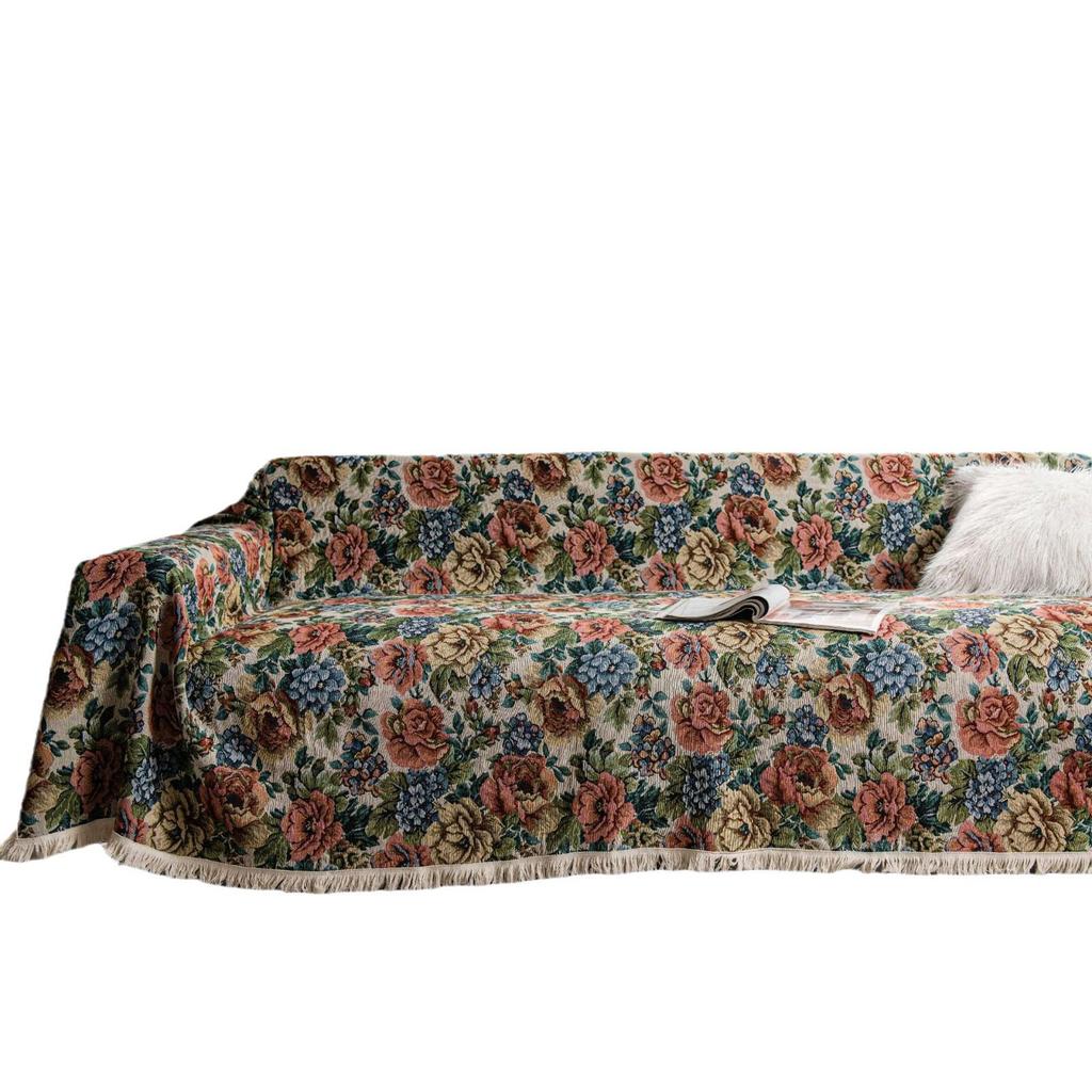 American Retro Non-Slip Stain-Resistant Jacquard Tassel Sofa Cover