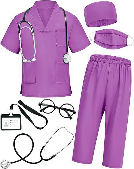 Children Doctor Role Play Set White Coat Nurse Costume Dress Up Pretend Play Toy