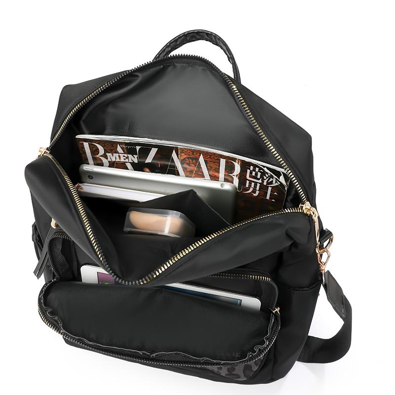 Vintage Leopard Print Stitching Backpack Multi-functional Shoulder Bag Large Capacity Student Backpack