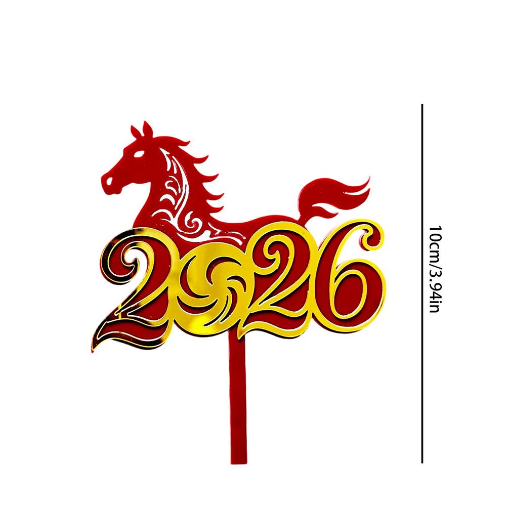Chinese New Year Cake Toppers 2D Acrylic Year Of The Horse Birthday Supplies Holiday Cupcake Toppers For Birthday Parents Kids