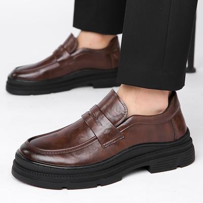 Fashion Comfort Round Toe Shoes Men's Fashion Trends Leather Loafers Shoes Men's Formal Party Business Negotiation Social Office Shoes