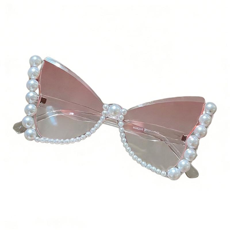Stylish Butterfly Sunglasses With Pearls Embellishment PC Materials for Fashionable Women