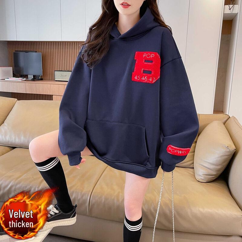 La Chapelle Relaxed Fit Fleece-Lined Hoodie with Embroidery