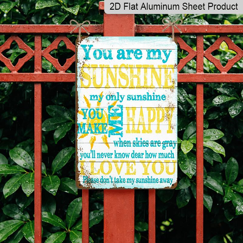 2D Flat Decorative Signs and Plaques Creative Aluminum Sign You Are My Sunshine Sign Wall Decor Metal Sign for Home Bathroom Restaurants Kitchen