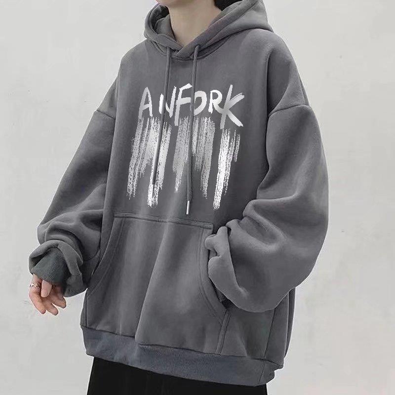 Hong Kong Style Men's Loose Hooded Sweatshirt - Spring/Autumn Trendy Niche Design, Skin-friendly Fabric