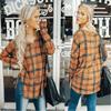 Vintage Plaid Shirt For Women With Polyester Blend Long Sleeve Casual Style