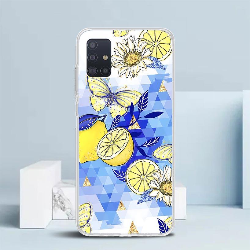

Mediterranean Lemon Soft Cover for Samsung Galaxy A12 A22 A32 A52 A72 A02S Phone Case Note 20 Ultra 10 S10 Plus A51 A71 A50S A20 Samsung A32 4G