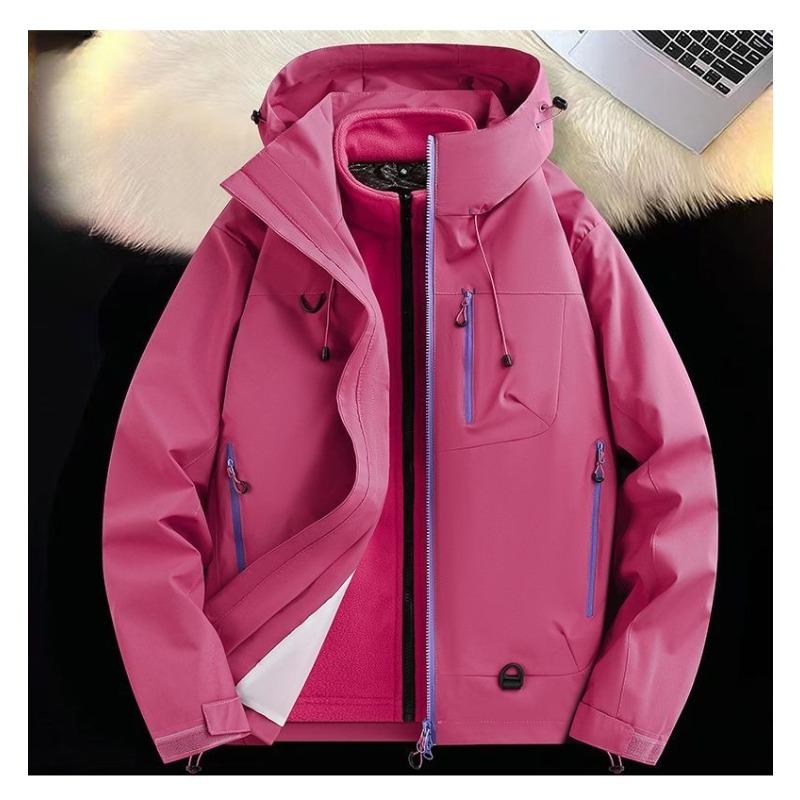 Detachable Hooded Raincoat Windproof Waterproof Jacket for Hiking Camping Outdoor Sports Men Women Three in One