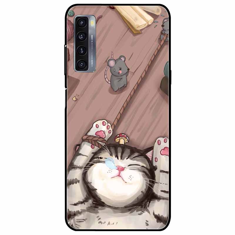 For TCL 20L Plus Case 20L+ Silicone Soft Shockproof TPU Back Cover for TCL 20S 20L Case Black Bumper Painted Funda TCL20S Capa