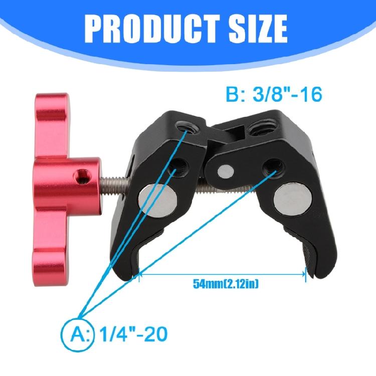 Heavy Duty Multifunctional Super Crabbing Clamp 1/4inch-20 & 3/8inch-16 Screw Thread Adapter for Camera Photography Ligh