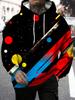 Men'S Casual Sports Fashion Hoodie for Fitness And Outdoor Activities, Featuring a 3D Print Colorful Striped Pattern, Regular Fit, Elastic Material,