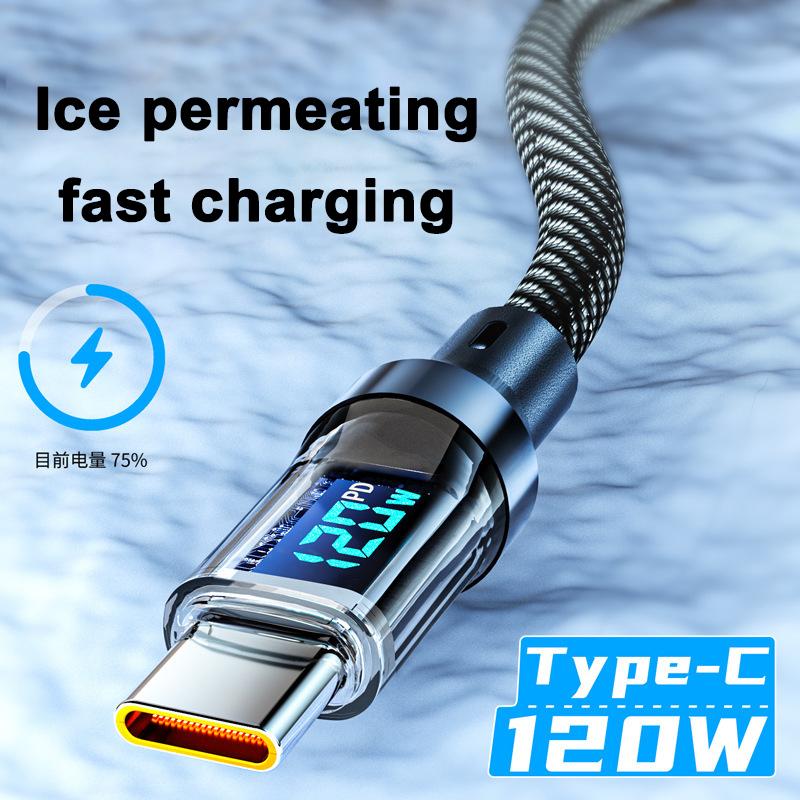 120W USB To Type C Digital Display Cable Fast Charging 100W PD Type C To Type C Cable For Iphone 16 15 Xiaomi HUAWEI Macbook iPad