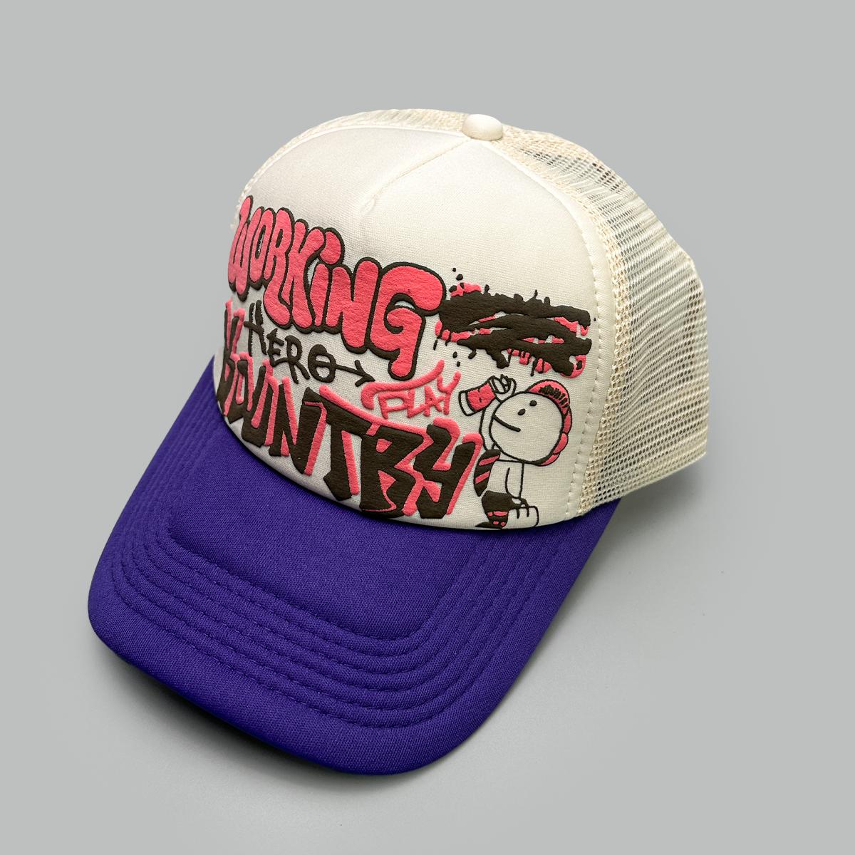 

Cartoon Character Graffiti Printed Letter Baseball Hats New Unisex Sunshade Color Block Breathable Versatile Mesh Trucker Caps 52-60cm