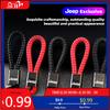 Cup Holders Braided Rope Car Logo Key Chain Metal Keyring Auto Accessories For Jeep Grand Cherokee Wrangler JK Gladiator Compass