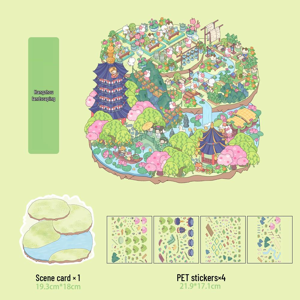 Micro Ink 3D Cartoon Decompression Stickers for DIY Miniature Scene Journals
