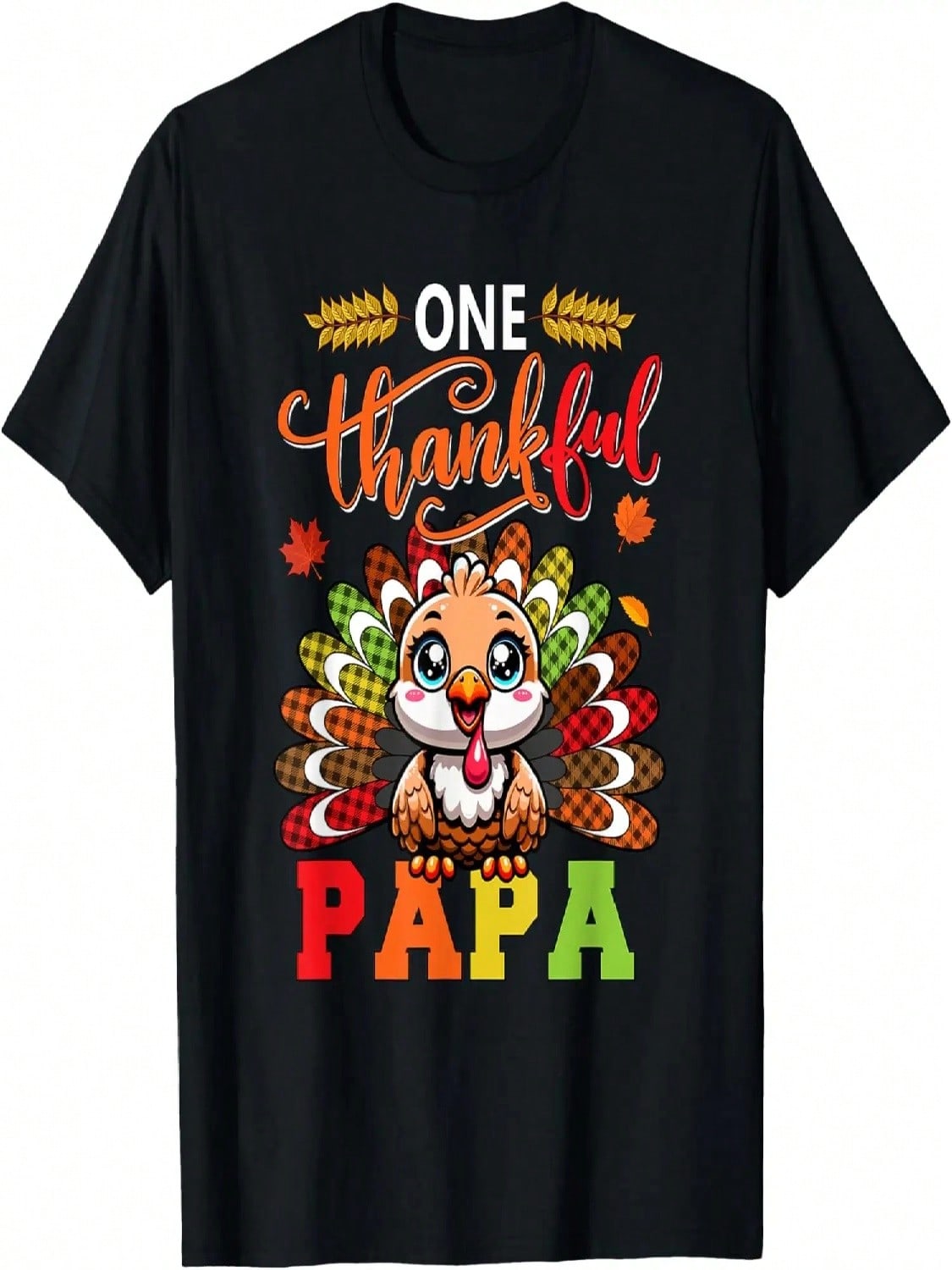 One Thankful Papa Thanksgiving Family Team Funny Turkey T-Shirt S разноцветный
